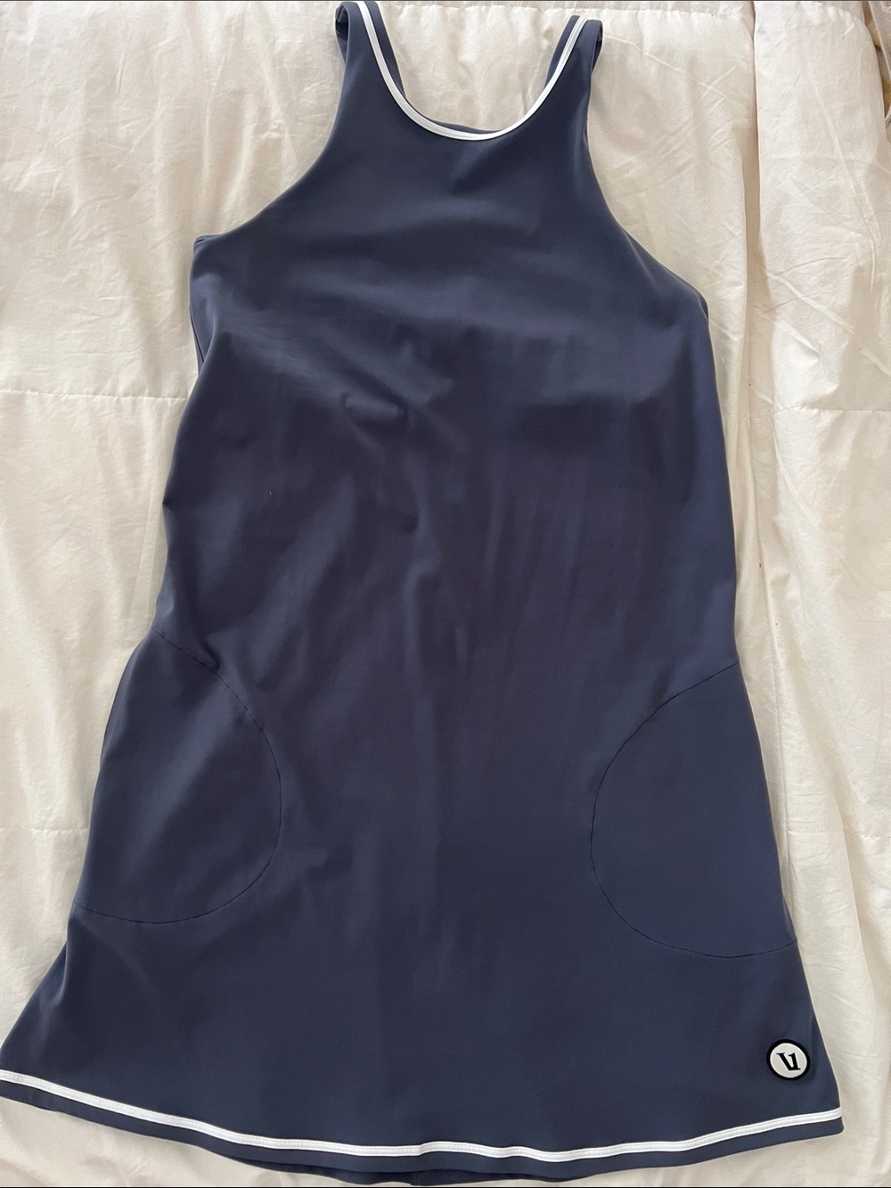Vuori Navy Blue Athletic Dress with White Trim